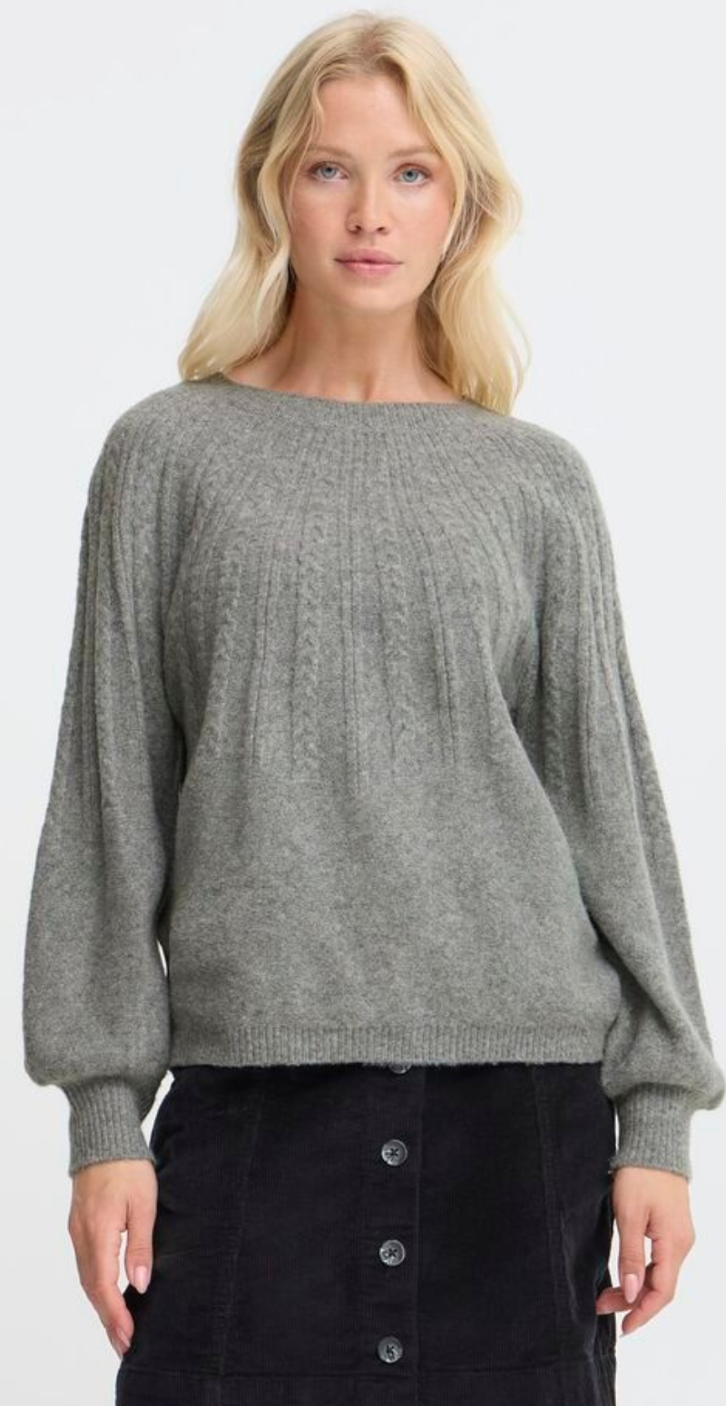 Magge cabel jumper mid. grey melange B.Young