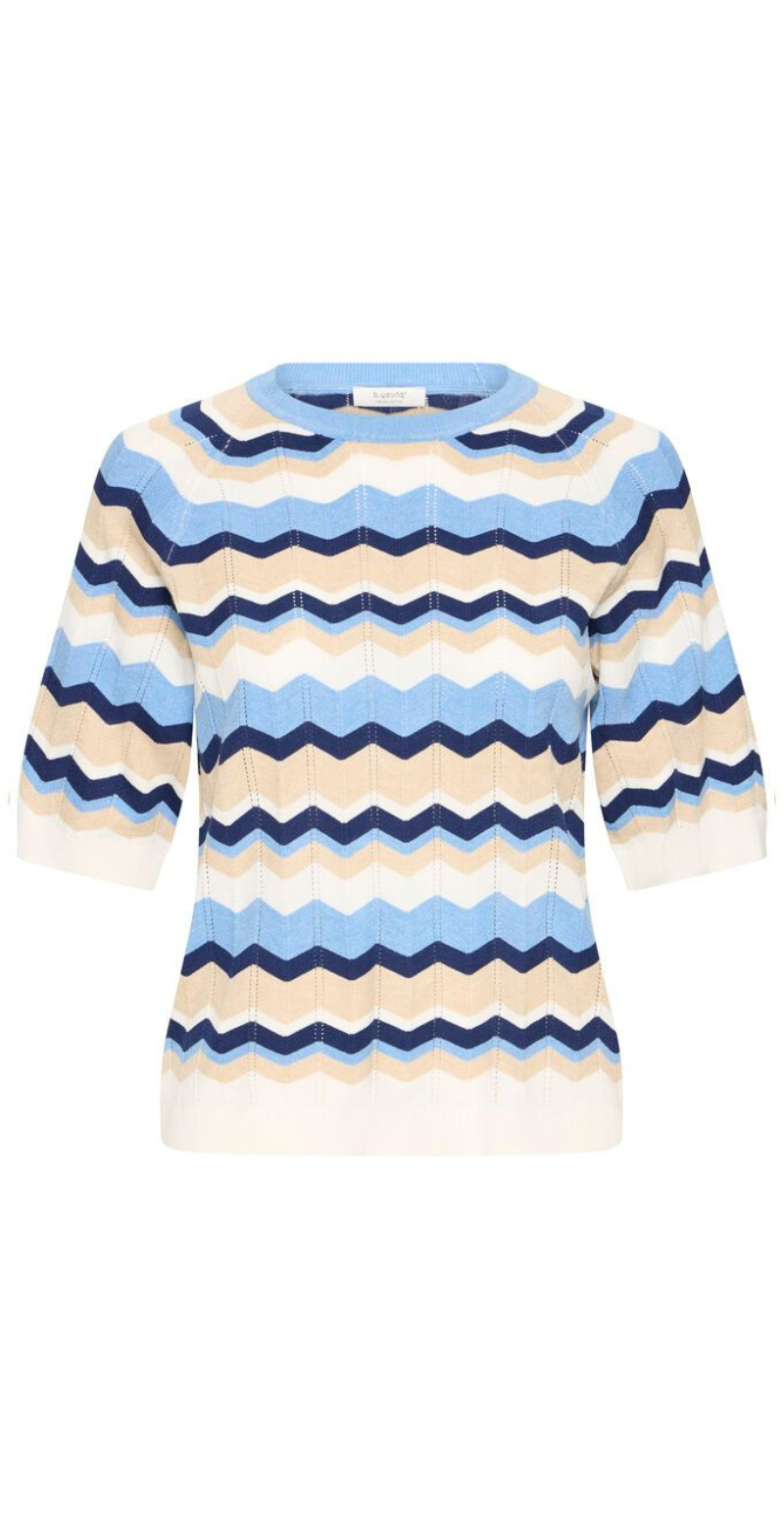 Morla pointelle t-shirt blå zigzag B.Young