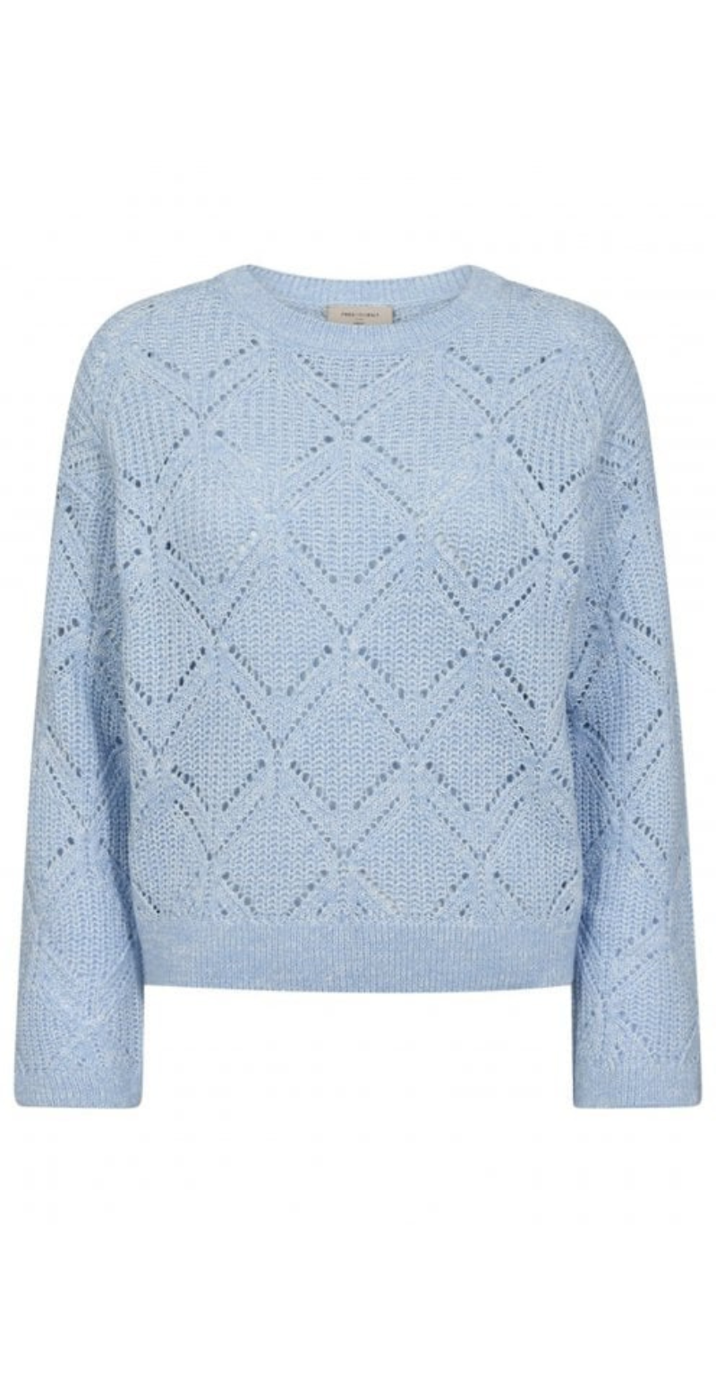 Jazz strikket pullover med mønster chambray blue
