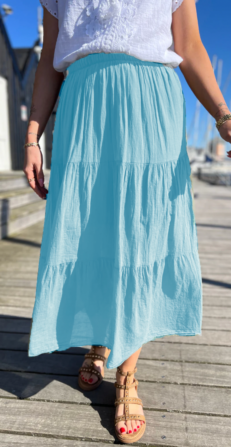 Gigi lang nederdel med peplum sky LikeLondon