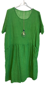 Kjole med lommer og medfølgende halskæde grøn Likelondon