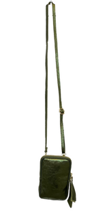 Crossbody læder mobiltaske metallic grøn Likelondon