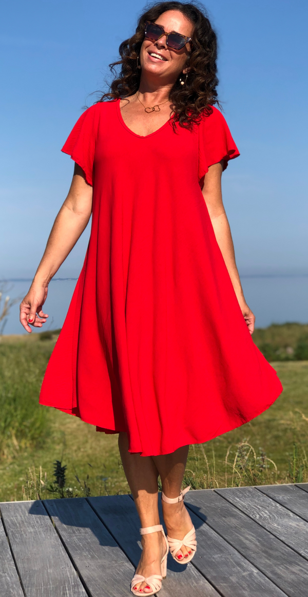 Alma kjole med vidde rød Likelondon