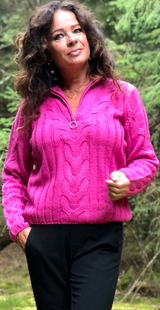 Strikket halfzip pullover very berry