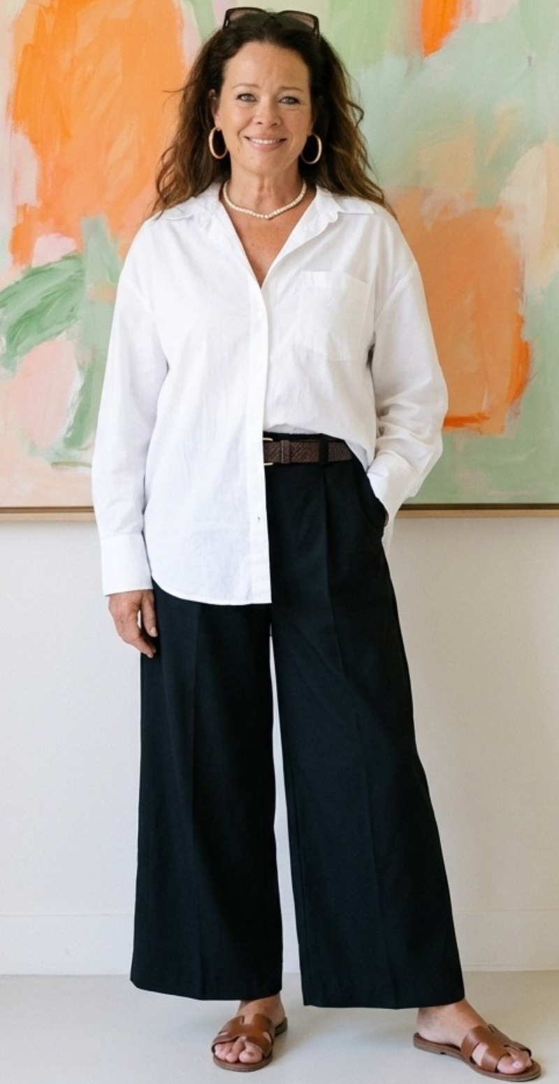 Romea bukser med vidde og bælte sort LikeLondon