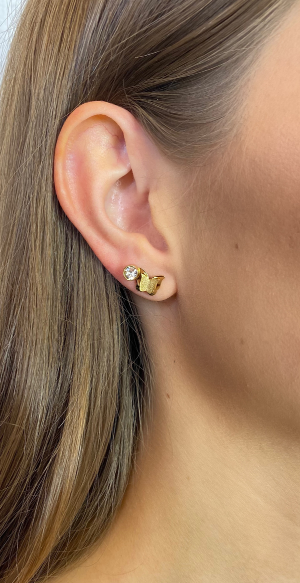 3 Pak øreringe med sommerfugle guld Likelondon