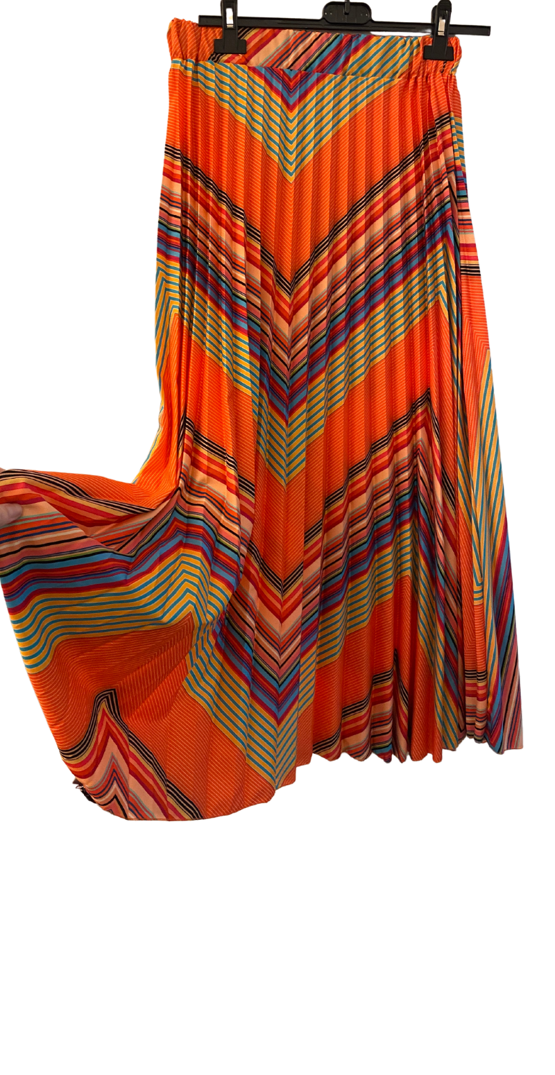 Nederdel med stort zigzag mønster orange Likelondon
