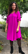 Ella Kjole med opsmøg magenta Likelondon