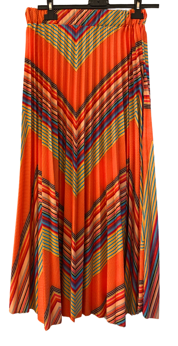 Nederdel med stort zigzag mønster orange Likelondon