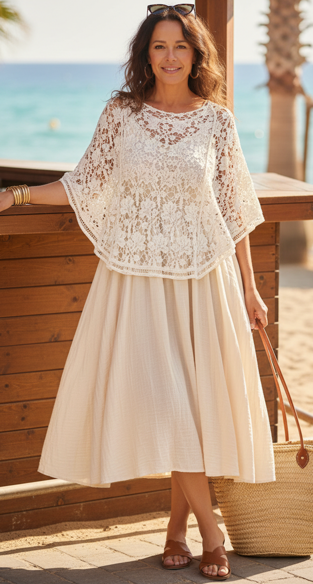 Annali hæklet poncho hvid LikeLondon