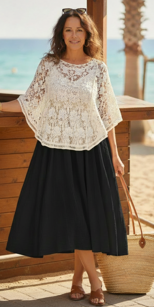 Annali hæklet poncho creme LikeLondon