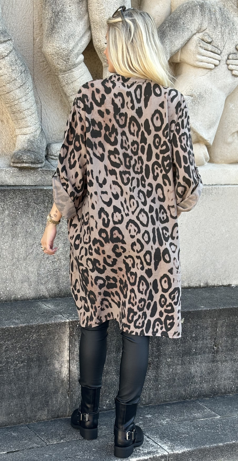 Nancy kjole med leopardprint mocca LikeLondon