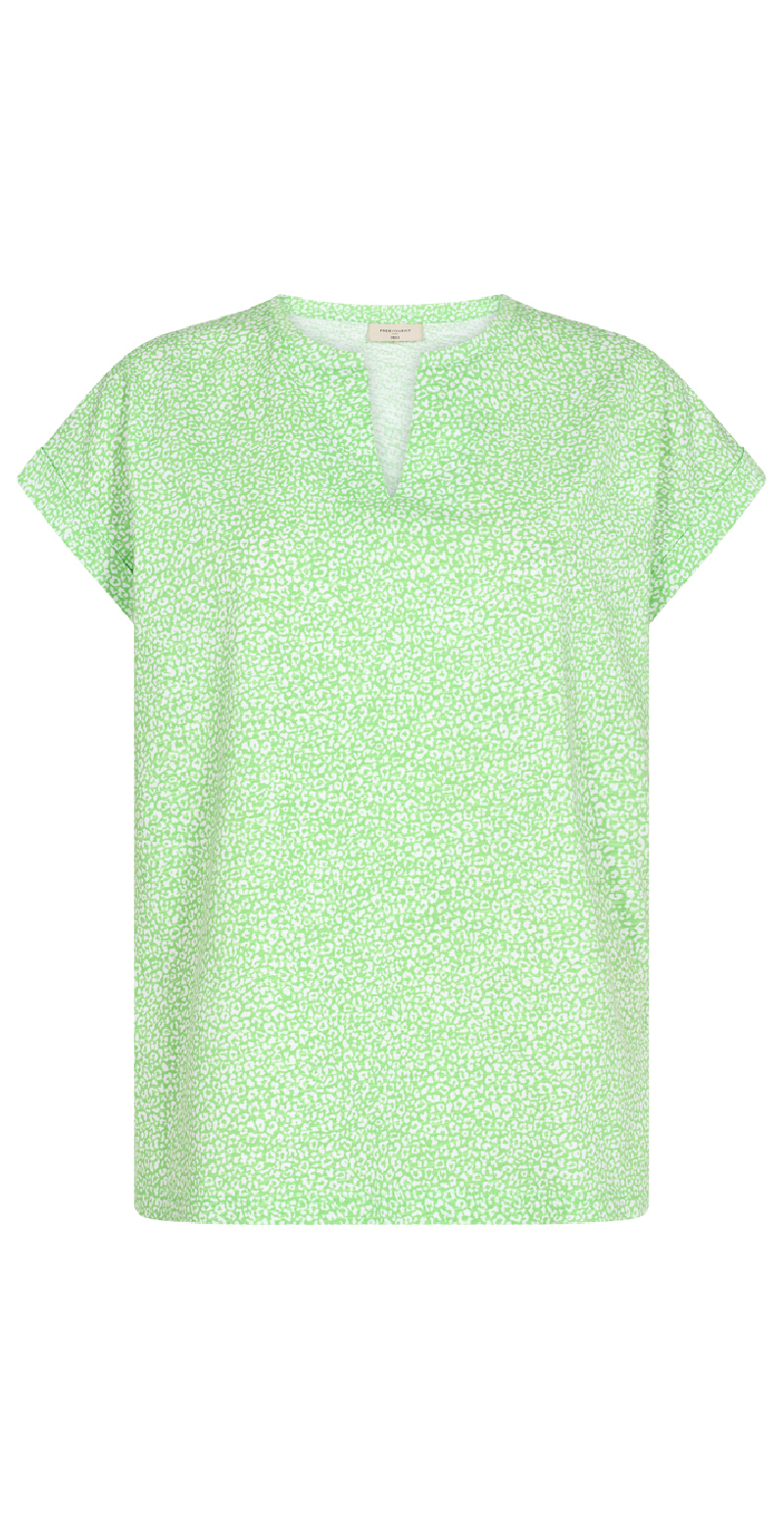 Kortærmet bluse green w. brilliant white