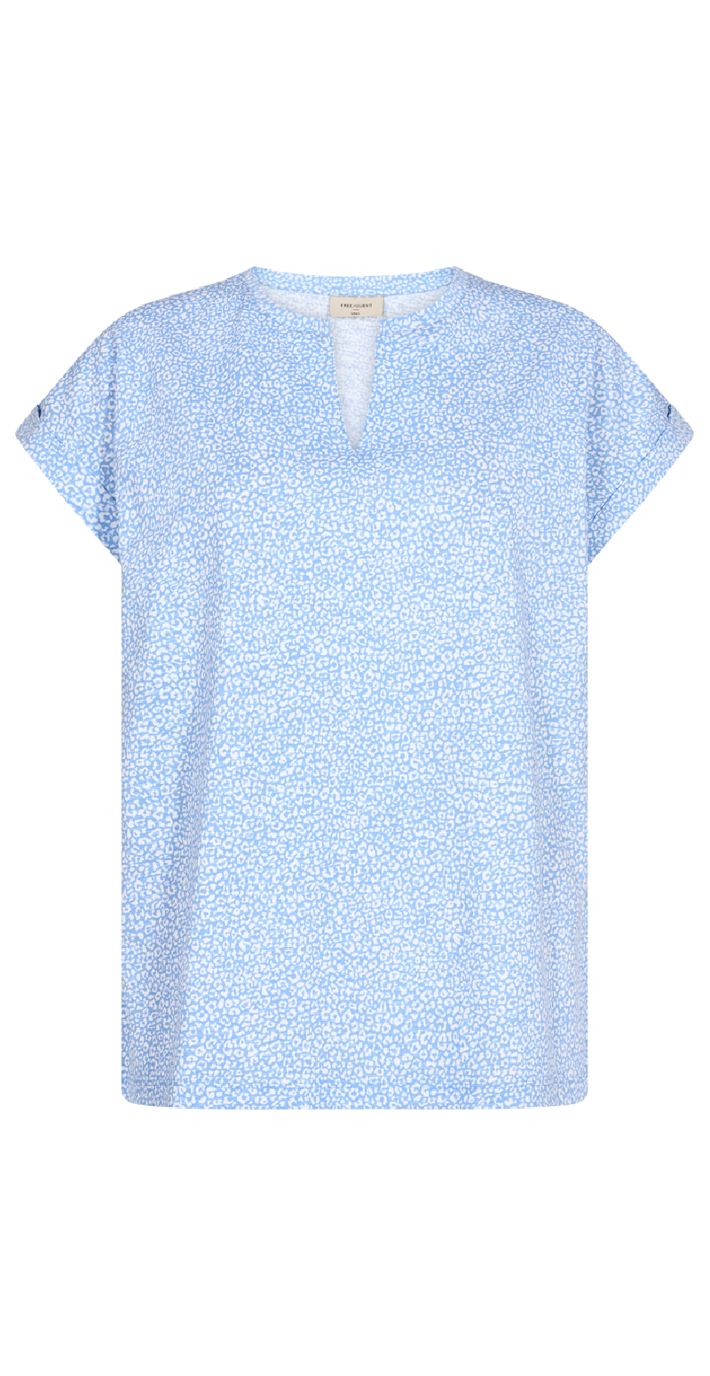 Kortærmet bluse vista blue w. brilliant white