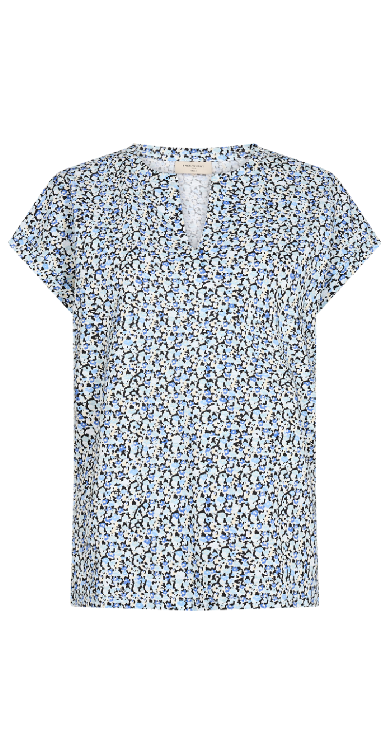 Kortærmet bluse vista blue w. chambray