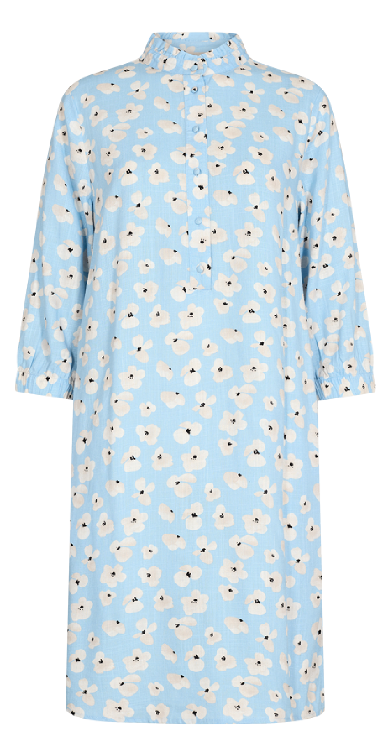 Floral kjole med blomsterprint chambray blue