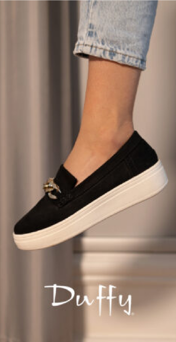 Slip on sko med kæde sort