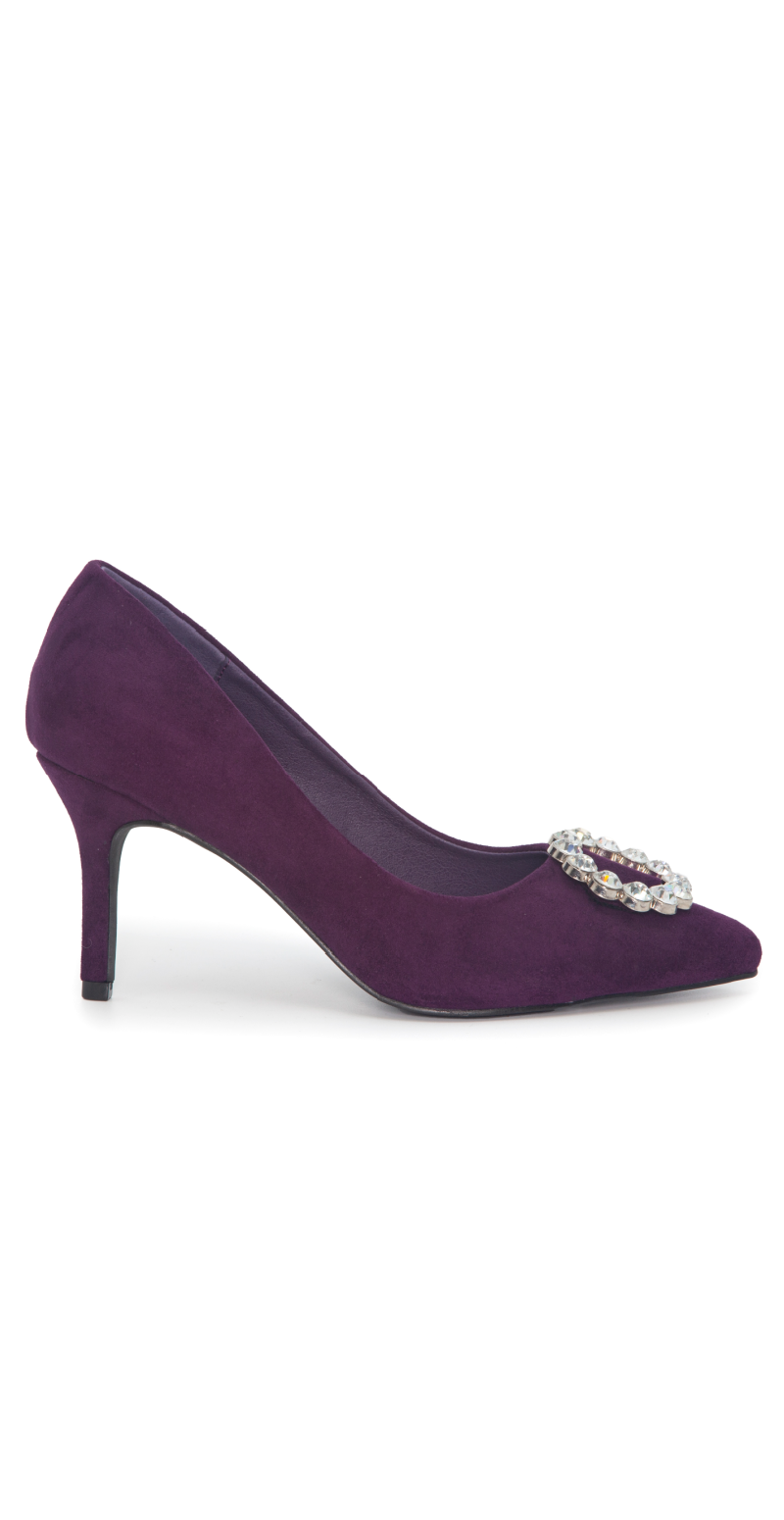 Pumps med rhinsten purple