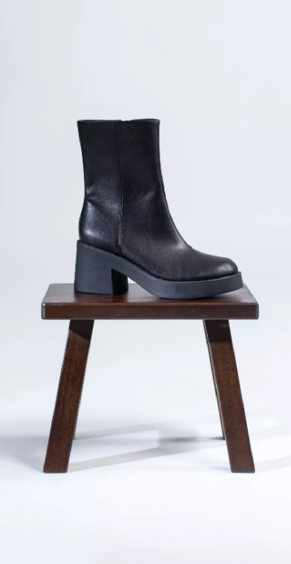 Støvle med platform sort
