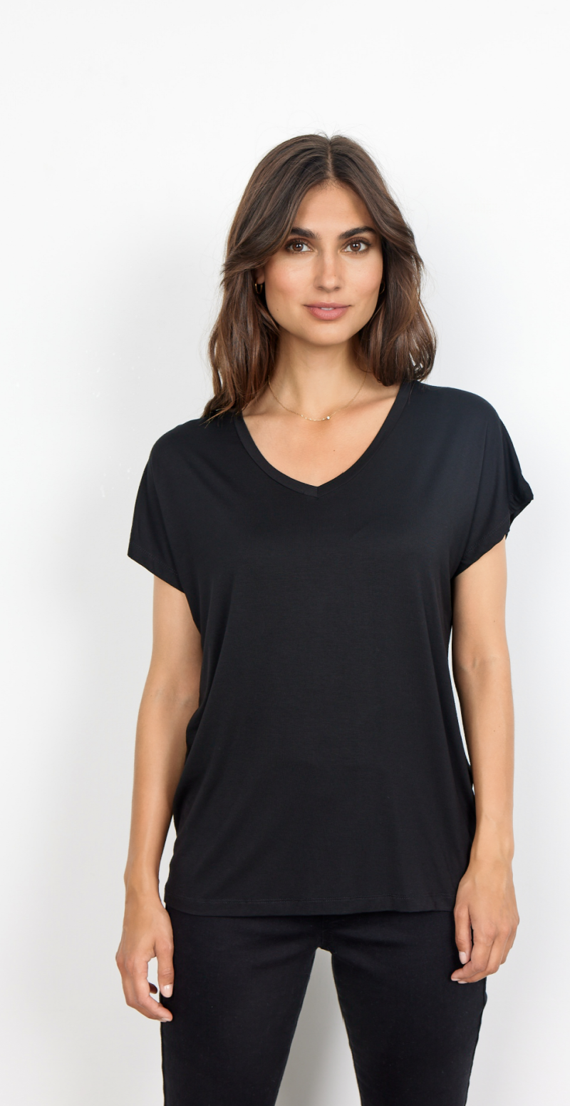 Sophia basisbluse med v-hals sort