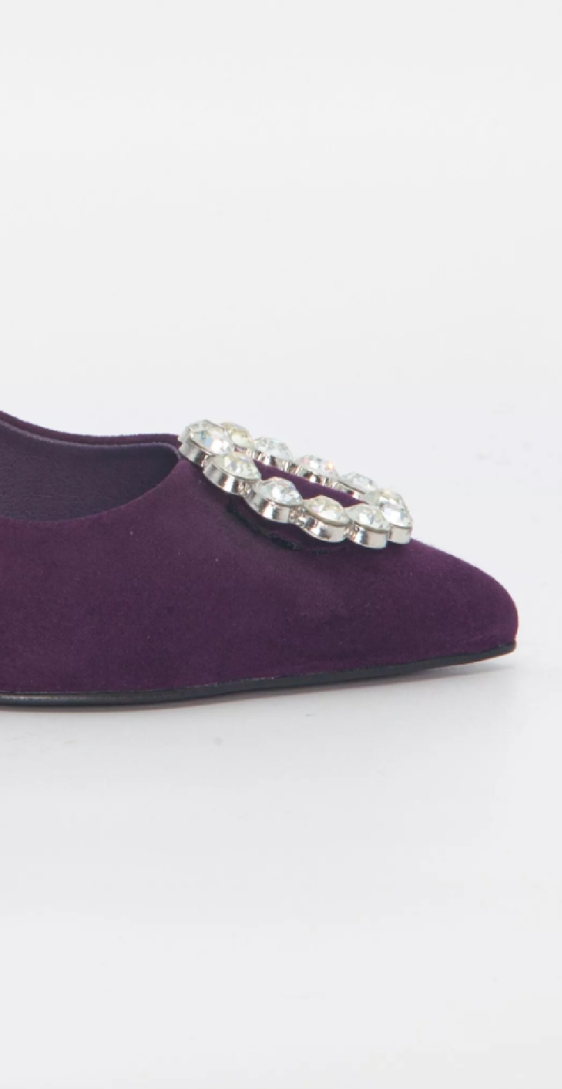 Pumps med rhinsten purple