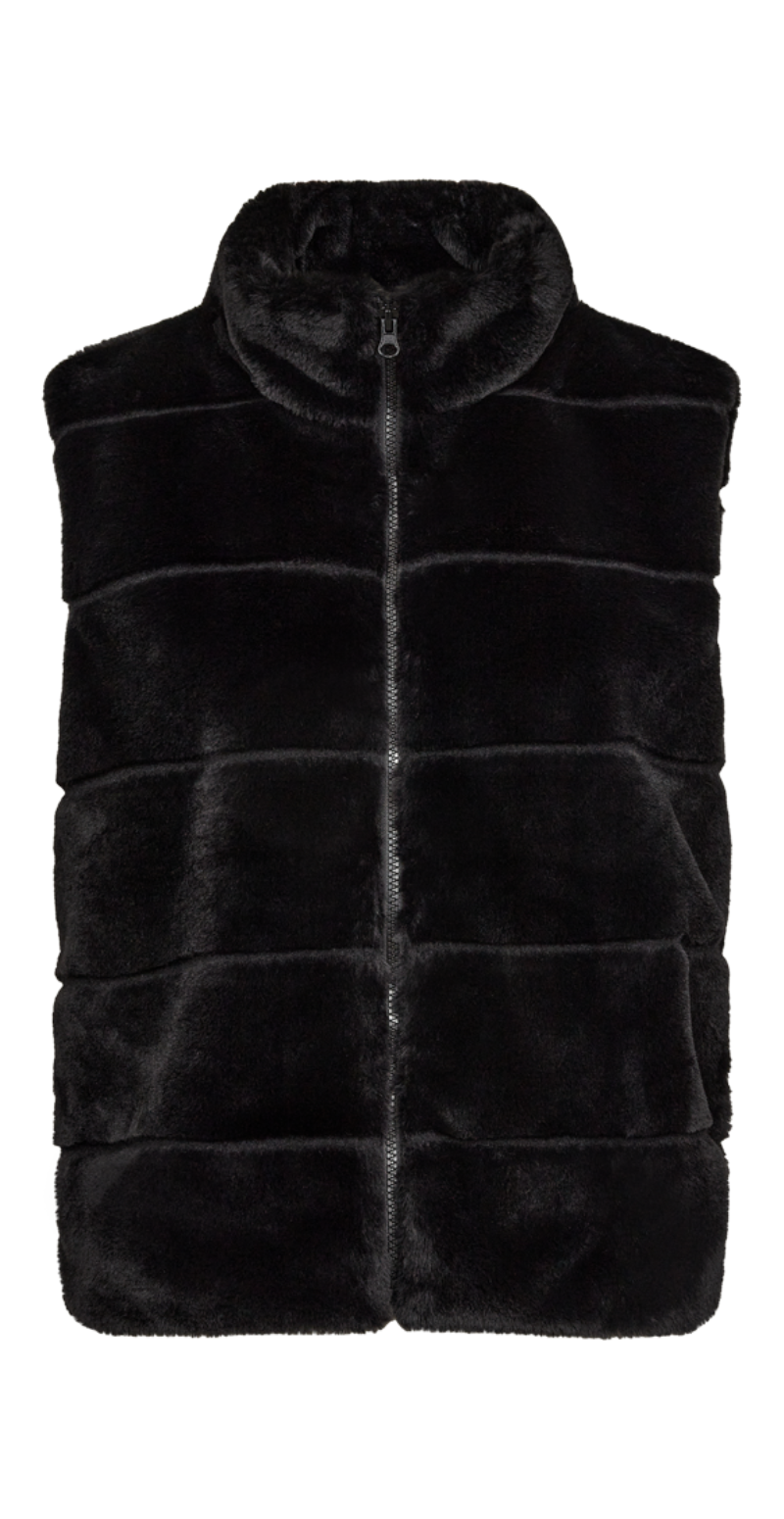 Foxy fake fur vest sort