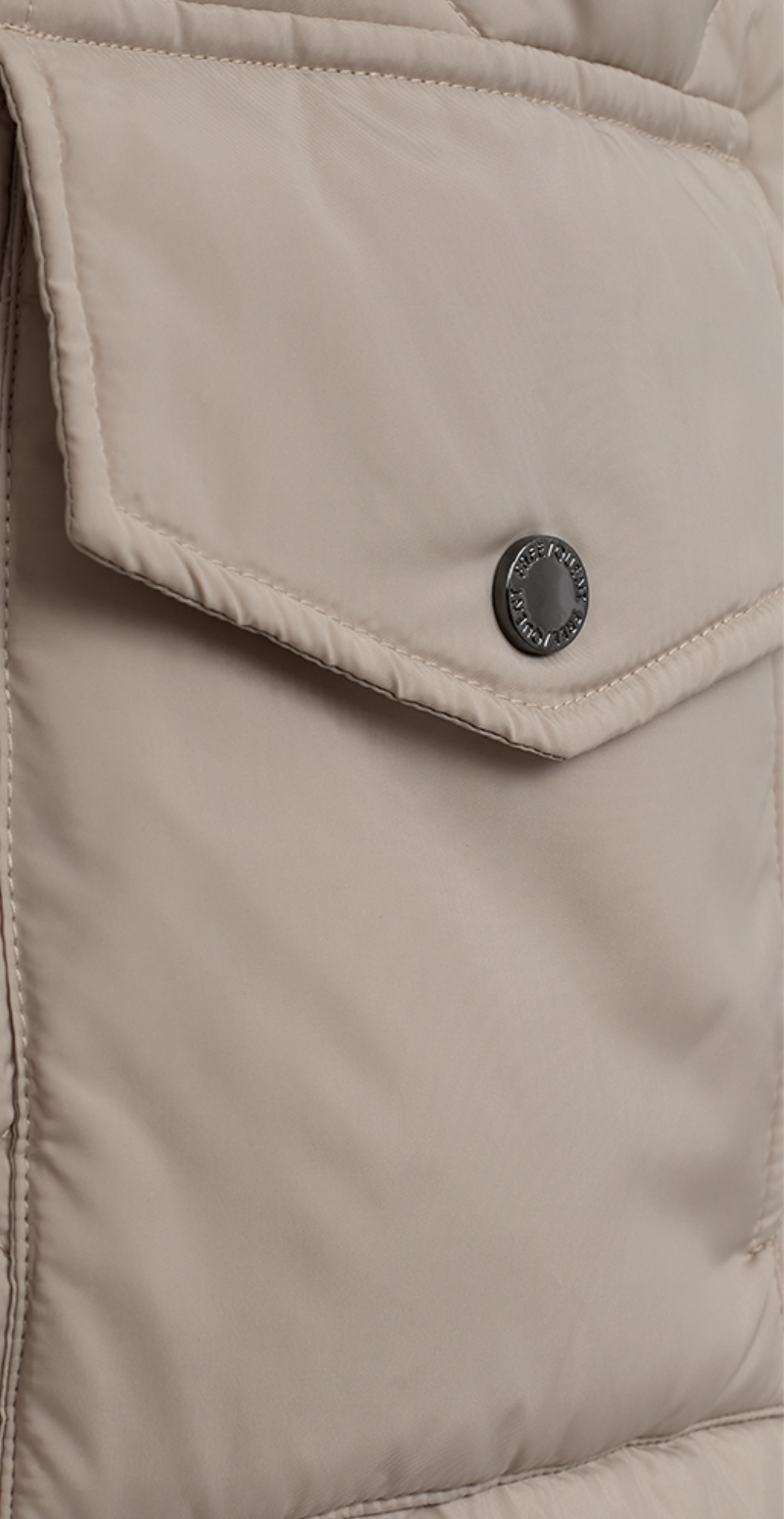 Lang quiltet vest Simply Taupe