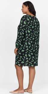 Plisseret kjole i print grøn 