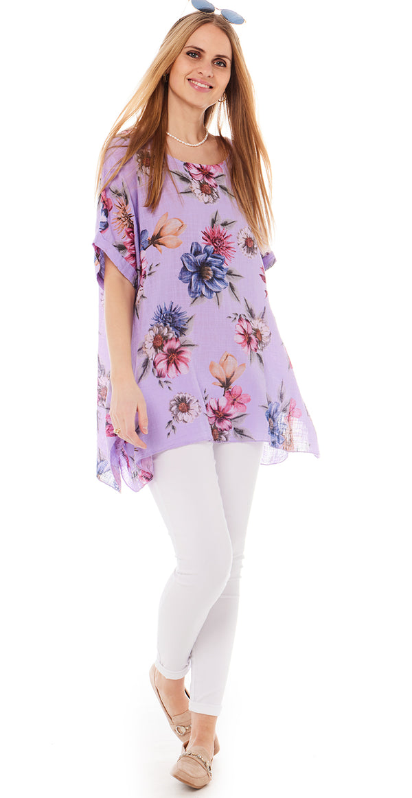 lilla bluse blomster
