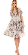 June A-formet kjole med blomsterprint beige LikeLondon