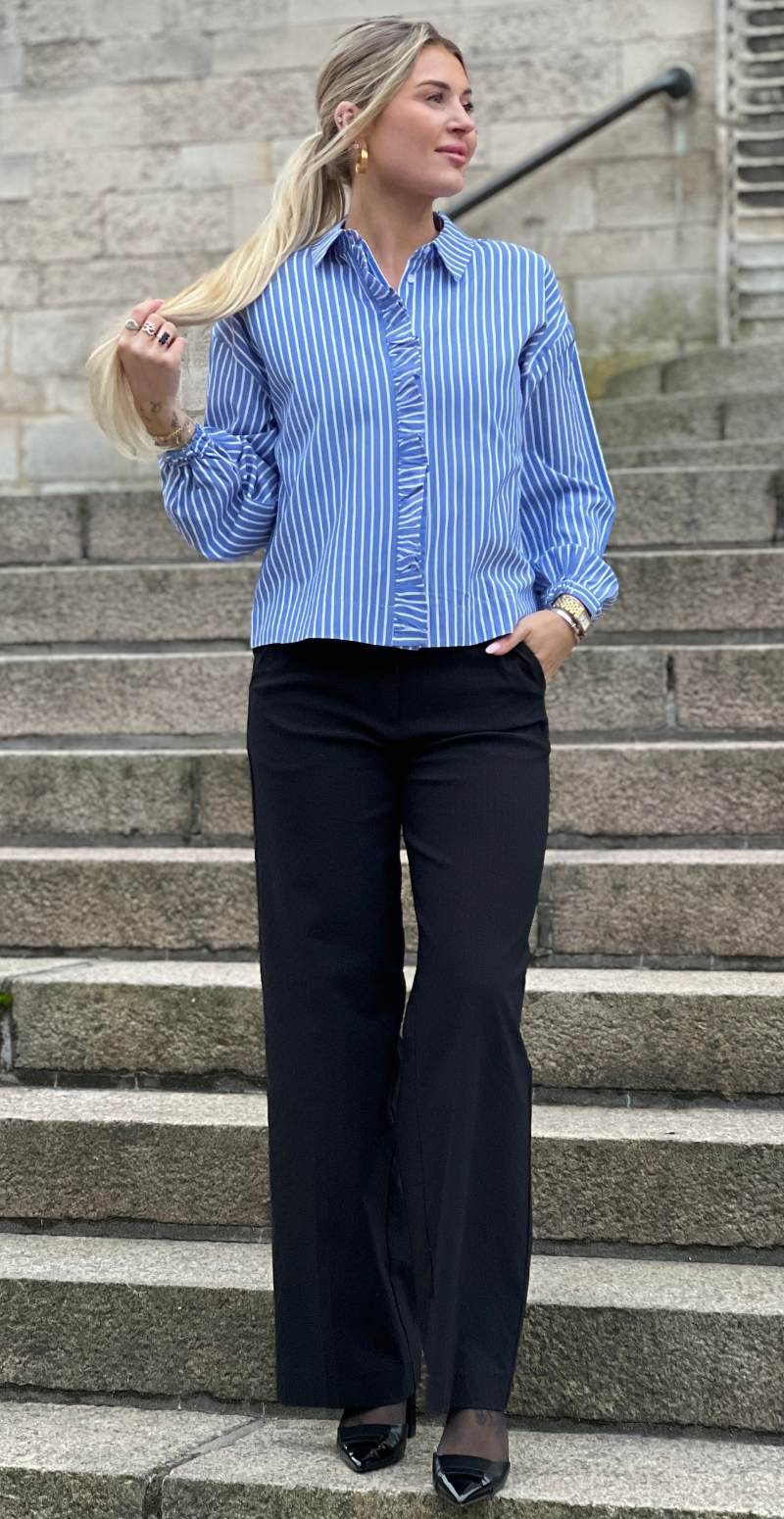 Hilde skjortebluse med striber stonewash mix