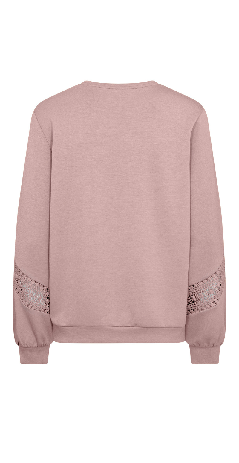 Lucca sweatshirt med broderede detaljer pale mauve