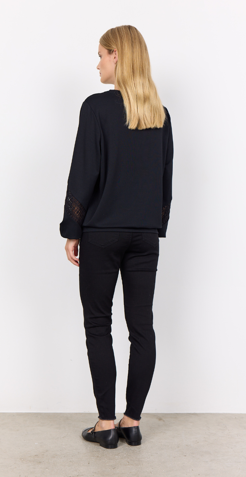 Lucca sweatshirt med broderede detaljer sort