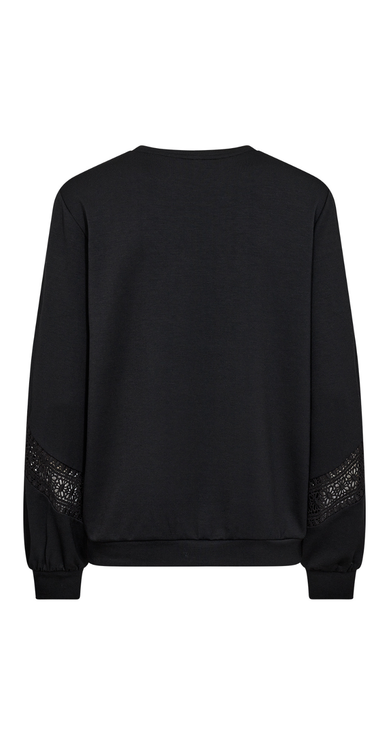 Lucca sweatshirt med broderede detaljer sort