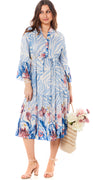 Frida kjole med zebraprint og blomster blå Likelondon