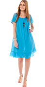 Ellinor kjole med peplum og halskæde aqua LikeLondon