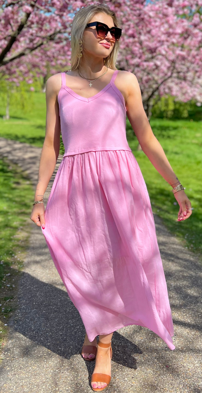 Kajsa kjole med overdel i rib pink LikeLondon