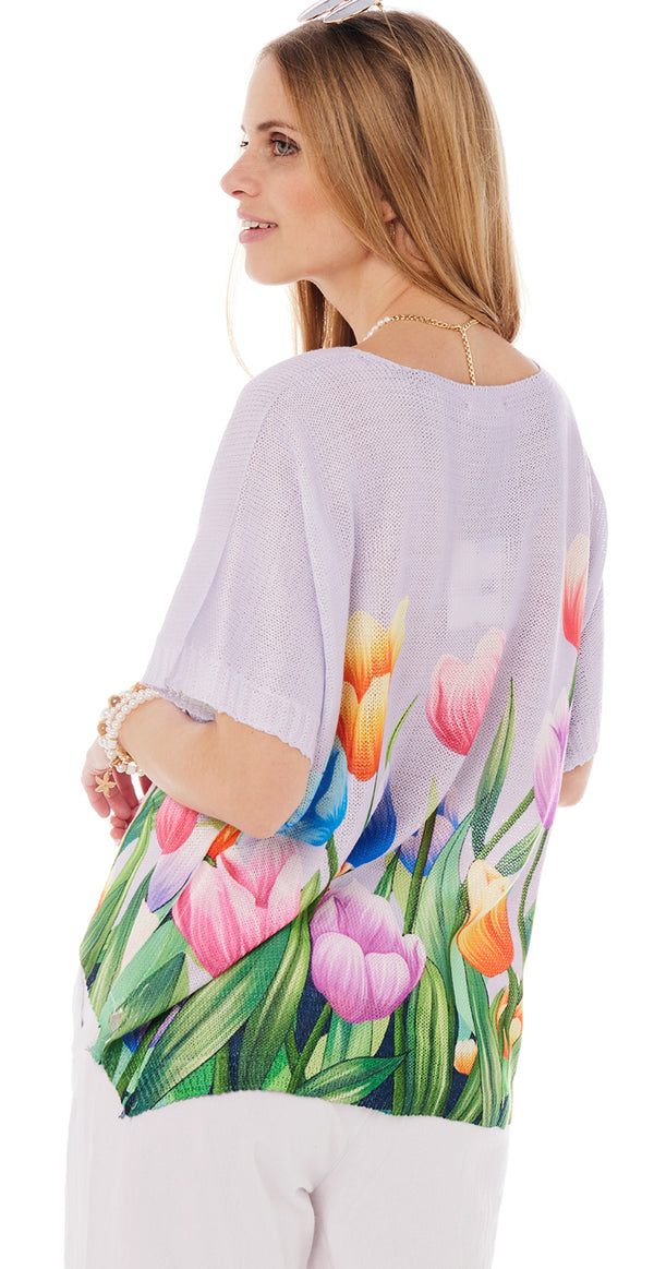 lilla blomster bluse
