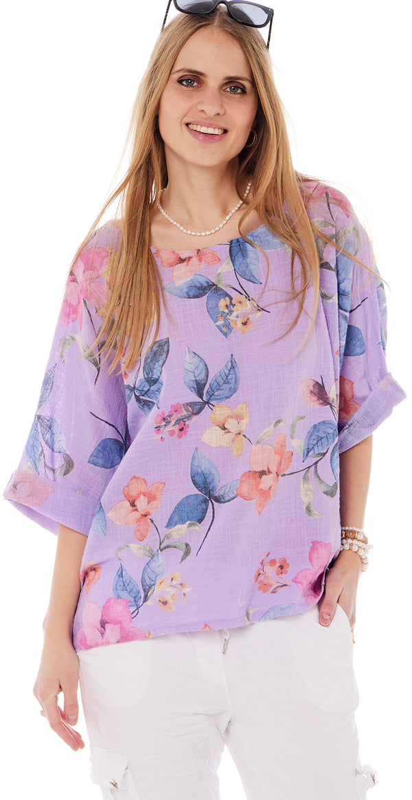 lilla bluse blomster