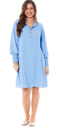 Emma kjole med smock detalje lysblå Likelondon