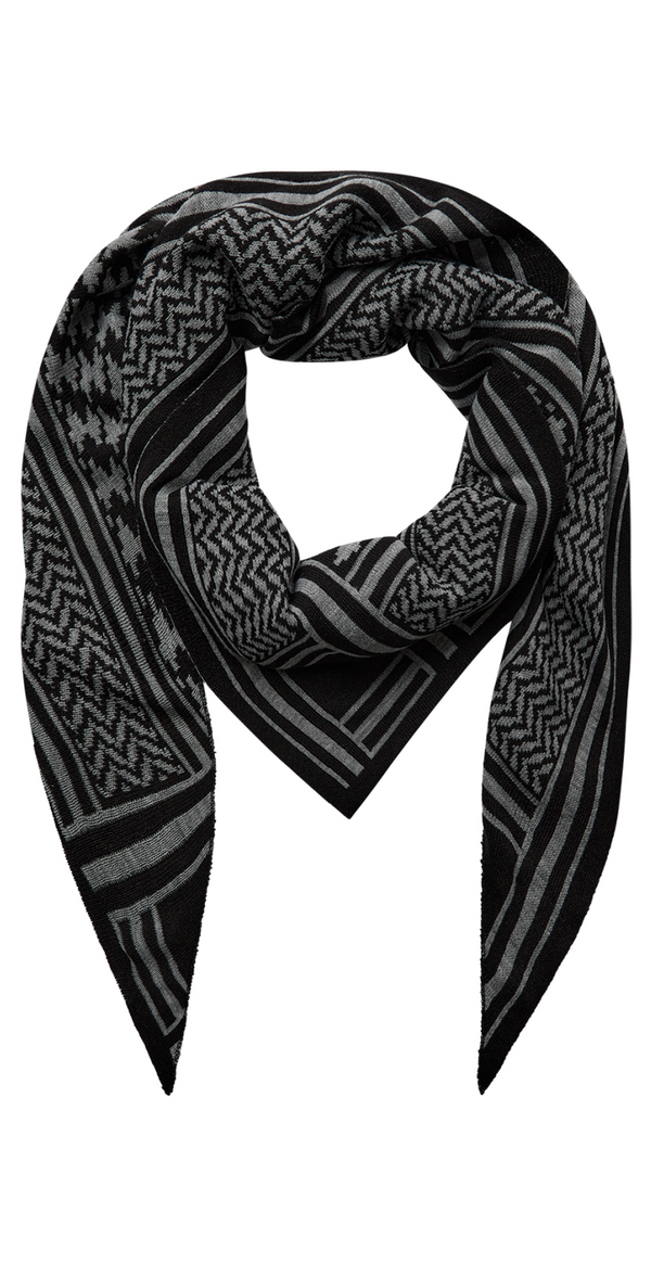 Tørklæde med mønster sort