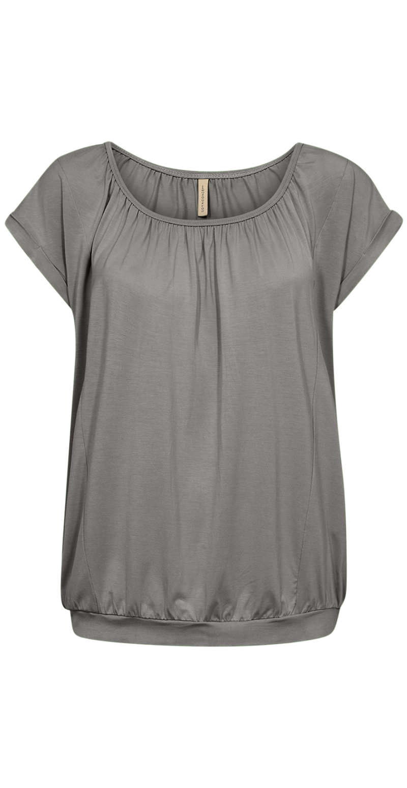 Sophia bluse med rund hals khaki