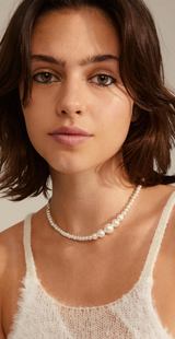 Sølvbelagt halskæde med perler