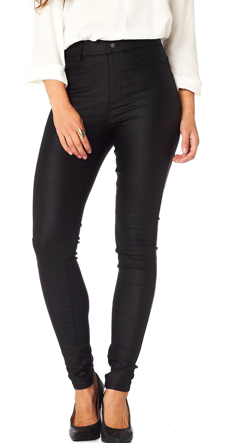 SORT LÆDERLOOK STRETCH JEGGINGS (4502765633617)