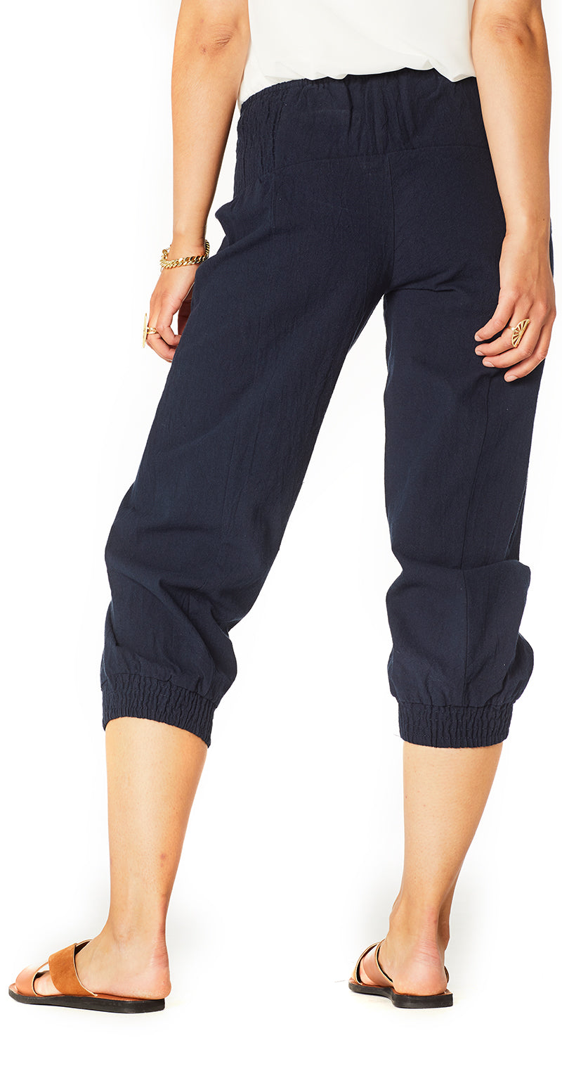 Sally capri buks med elastik detalje navy