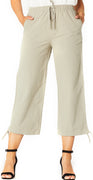 Khaki capri bukser med bindebånd