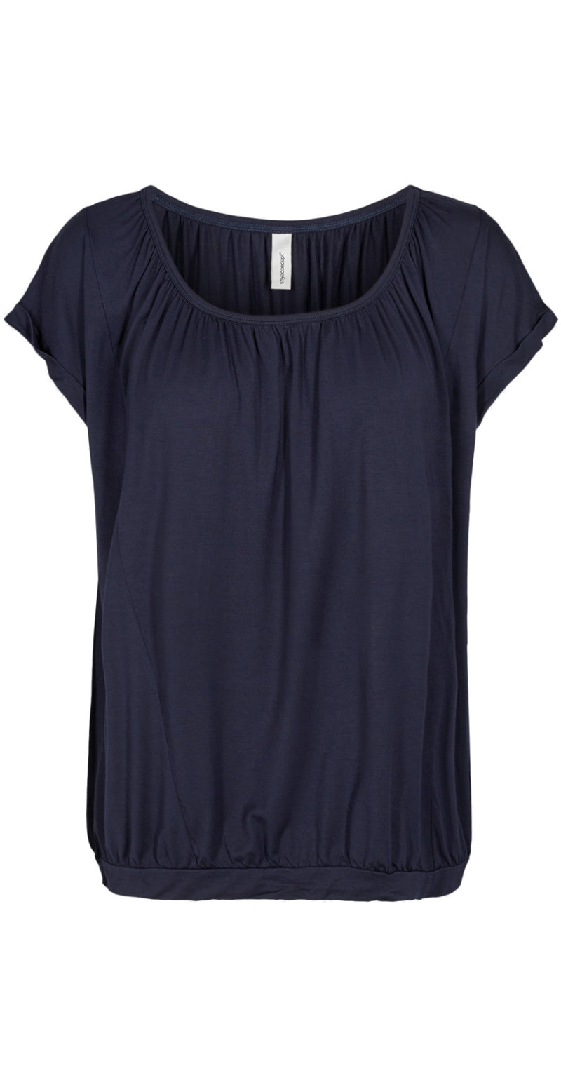 Sophia bluse med rund hals navy