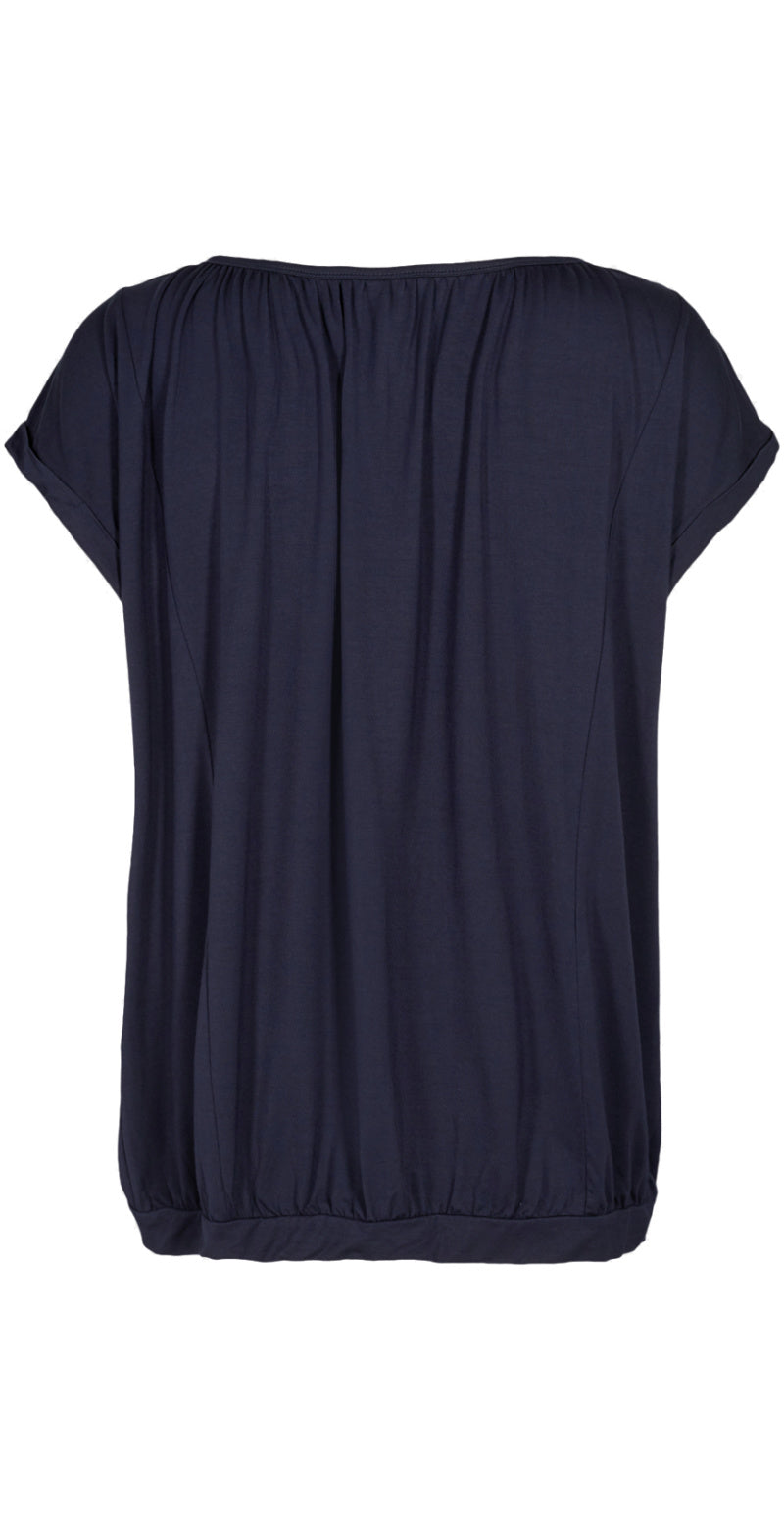 Sophia bluse med rund hals navy