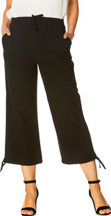 Sort capri bukser med bindebånd