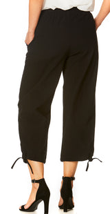 Sort capri bukser med bindebånd